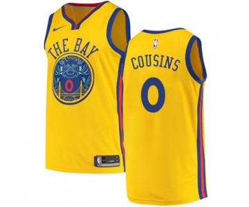 Men's Nike Golden StateWarriors #0 DeMarcus Cousins Gold NBA Swingman City Edition Jersey