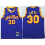 Men's San Francisco Warriors #30 Stephen Curry San Francisco Blue Hardwood Classics Soul Swingman Throwback Jersey