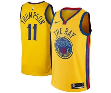 Nike Golden State Warriors #11 Klay Thompson Gold NBA Swingman City Edition Jersey