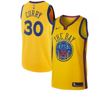 Nike Golden State Warriors #30 Stephen Curry Gold NBA Swingman City Edition Jersey