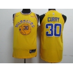 Nike Golden State Warriors #30 Stephen Curry Yellow Throwback Authentic Jersey