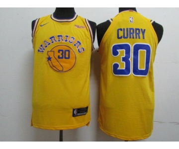 Nike Golden State Warriors #30 Stephen Curry Yellow Throwback Authentic Jersey