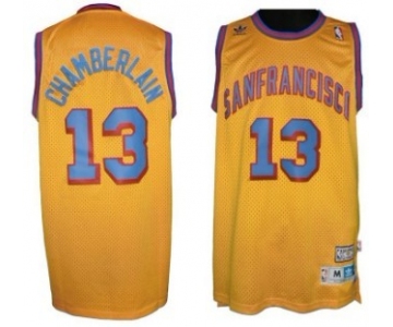 San Francisco Warriors #13 Wilt Chamberlain ABA Hardwood Classic Swingman Yellow Jersey