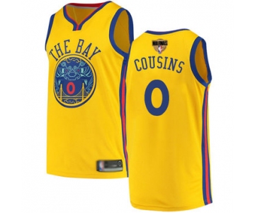 Warriors #0 DeMarcus Cousins Gold 2019 Finals Bound Basketball Swingman City Edition Jersey