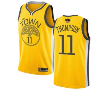 Warriors #11 Klay Thompson Gold 2019 Finals Bound Basketball Swingman Earned Edition Jersey