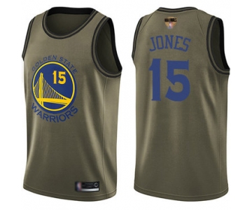 Warriors #15 Damian Jones Green 2019 Finals Bound Basketball Swingman Salute to Service Jersey