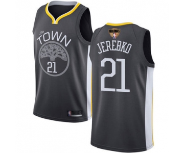 Warriors #21 Jonas Jerebko Black 2019 Finals Bound Basketball Swingman Statement Edition Jersey