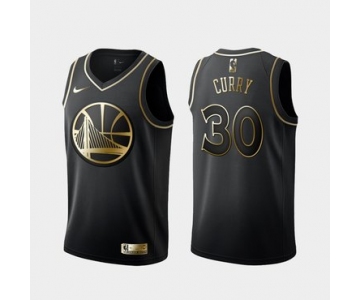 Warriors 30 Stephen Curry Black Gold Nike Swingman Jersey