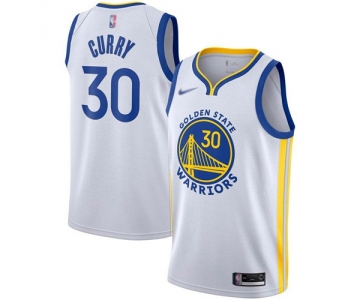 Warriors #30 Stephen Curry White Basketball Swingman Association Edition 2019-2020 Jersey