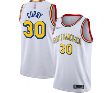 Warriors #30 Stephen Curry White Basketball Swingman Hardwood San Francisco Classic Edition Jersey