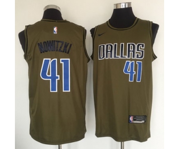 Dallas Mavericks #41 Dirk Nowitzki Olive Nike Swingman Jersey