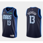 Men Dallas Mavericks 13 Jalen Brunson Navy Stitched Basketball Jersey