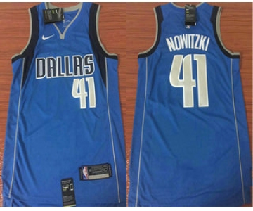 Men's Dallas Mavericks #41 Dirk Nowitzki Light Blue 2017-2018 Nike Icon Edition Swingman Jersey