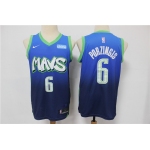 Men's Dallas Mavericks #6 Kristaps Porzingis Blue 2020 Nike City Edition Swingman Jersey With NEW Sponsor Logo