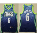 Men's Dallas Mavericks #6 Kristaps Porzingis Blue 2020 Nike City Edition Swingman Jersey With The Sponsor Logo