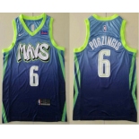 Men's Dallas Mavericks #6 Kristaps Porzingis Blue 2020 Nike City Edition Swingman Jersey With The Sponsor Logo
