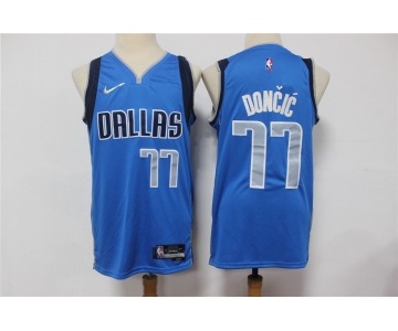 Men's Dallas Mavericks #77 Luka Doncic 75th Anniversary Diamond Blue 2021 Stitched Jersey