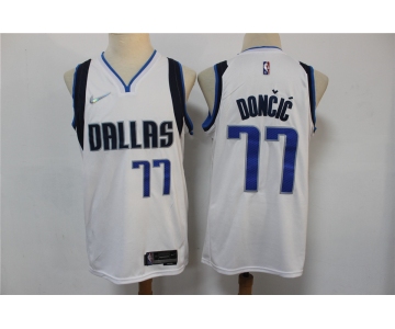 Men's Dallas Mavericks #77 Luka Doncic 75th Anniversary Diamond White 2021 Stitched Jersey