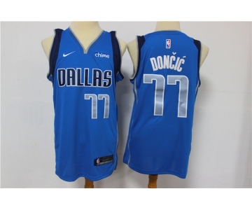 Men's Dallas Mavericks #77 Luka Doncic Light Blue 2020 NBA Swingman Stitched NBA Jersey With NEW Sponsor Logo