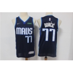 Men's Dallas Mavericks #77 Luka Doncic Navy Blue Nike Swingman 2021 Earned Edition Stitched Jersey With Sponsor Logo