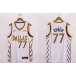 Men's Dallas Mavericks #77 Luka Doncic White 2021 Nike City Edition Swingman Jersey With NEW Sponsor Logo