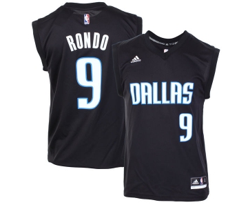 Men's Dallas Mavericks #9 Rajon Rondo Black Fashion Replica Jersey