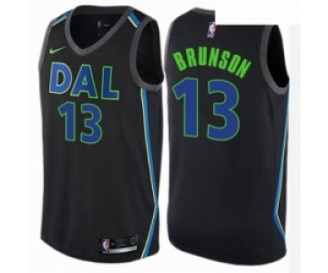 Mens Nike Dallas Mavericks 13 Jalen Brunson Swingman Black NBA Jersey City Edition