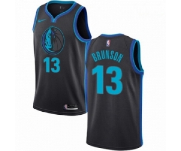 Mens Nike Dallas Mavericks 13 Jalen Brunson Swingman Charcoal NBA Jersey City Edition