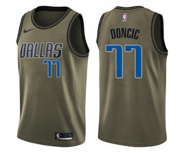 Nike Dallas Mavericks #77 Luka Doncic Green NBA Swingman Salute to Service Jersey