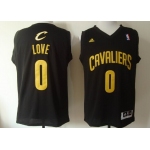 Cleveland Cavaliers #0 Kevin Love Revolution 30 Swingman Black With Gold Jersey