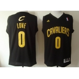 Cleveland Cavaliers #0 Kevin Love Revolution 30 Swingman Black With Gold Jersey