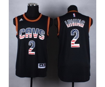 Cleveland Cavaliers #2 Kyrie Irving Revolution 30 Swingman 2014 USA Flag Fashion Black Jersey