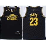 Cleveland Cavaliers #23 LeBron James Revolution 30 Swingman 2014 Black With Gold Jersey
