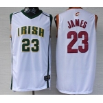 Cleveland Cavaliers&The Fighting Irish #23 LeBron James Revolution 30 Swingman White Jersey