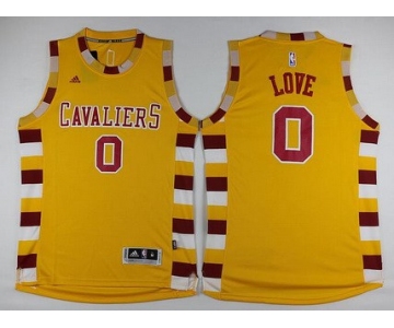 Men's Cleveland Cavaliers #0 Kevin Love Revolution 30 Swingman 2015-16 Retro Gold Jersey