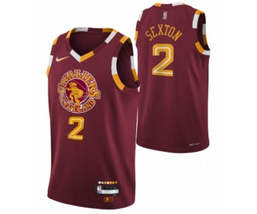 Men's Cleveland Cavaliers #2 Collin Sexton 2021-2022 Red 75th Anniversary City Edition Swingman Stitched Jersey