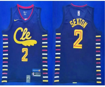 Men's Cleveland Cavaliers #2 Collin Sexton Navy Blue 2020 City Edition NBA Swingman Jersey