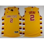 Men's Cleveland Cavaliers #2 Kyrie Irving Revolution 30 Swingman 2015-16 Retro Gold Jersey