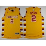 Men's Cleveland Cavaliers #2 Kyrie Irving Revolution 30 Swingman 2015-16 Retro Gold Jersey