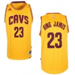 Men's Cleveland Cavaliers #23 King James Nickname Revolution 30 Swingman 2014 New Yellow Jersey -Printed !!