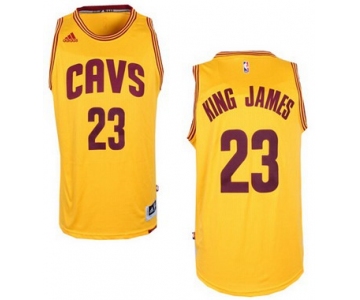 Men's Cleveland Cavaliers #23 King James Nickname Revolution 30 Swingman 2014 New Yellow Jersey -Printed !!