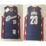 Men's Cleveland Cavaliers #23 LeBron James 2003-04 Navy Blue Hardwood Classics Soul Swingman Throwback Jersey