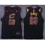 Men's Cleveland Cavaliers #23 LeBron James Black 2017-2018 Nike Swingman Goodyear Stitched NBA Jersey