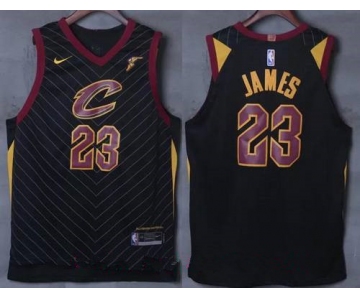 Men's Cleveland Cavaliers #23 LeBron James Black 2017-2018 Nike Swingman Goodyear Stitched NBA Jersey