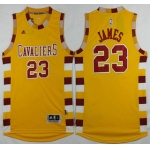 Men's Cleveland Cavaliers #23 LeBron James Revolution 30 Swingman 2015-16 Gold Jersey