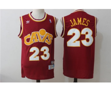 Men's Cleveland Cavaliers 23 Lebron James Burgundy Hardwood Classics Swingman Jersey