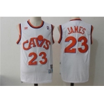 Men's Cleveland Cavaliers 23 Lebron James White Hardwood Classics Swingman Jersey