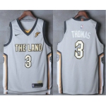 Men's Cleveland Cavaliers #3 Isaiah Thomas Gray The Land 2017-2018 Nike Authentic Stitched NBA Jersey