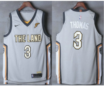 Men's Cleveland Cavaliers #3 Isaiah Thomas Gray The Land 2017-2018 Nike Authentic Stitched NBA Jersey