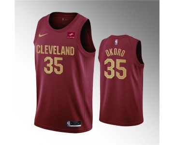 Men's Cleveland Cavaliers #35 Isaac Okoro Wine Icon Edition Stitched Basketball Jersey